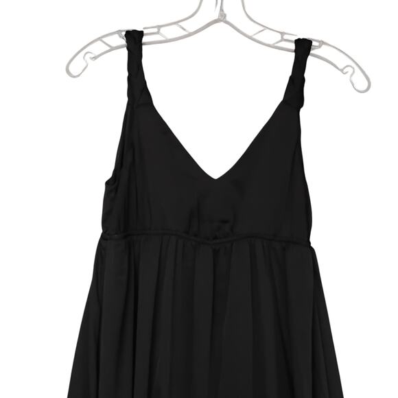 H&M Chiffon Gown Size 4 Black Long/Maxi Sleeveless Fully Lined Braided Straps - Picture 8 of 10